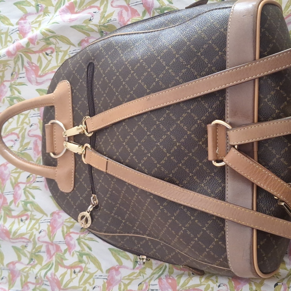 La Tour Effiel 80s Vintage Paris Women's Brown Book Bag Backpack - Picture 6 of 11